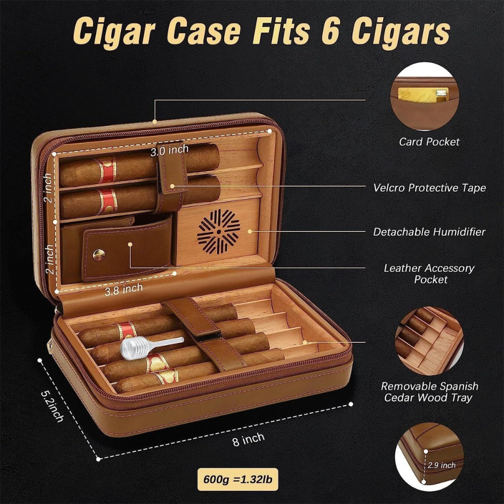 Leather Cedar Cigar Humidor