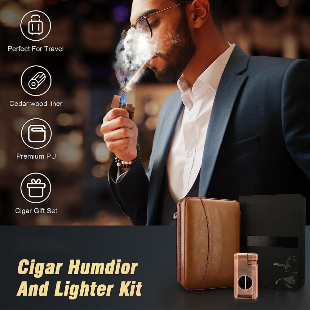Leather Cedar Cigar Humidor