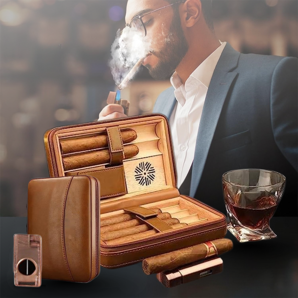 Leather Cedar Cigar Humidor