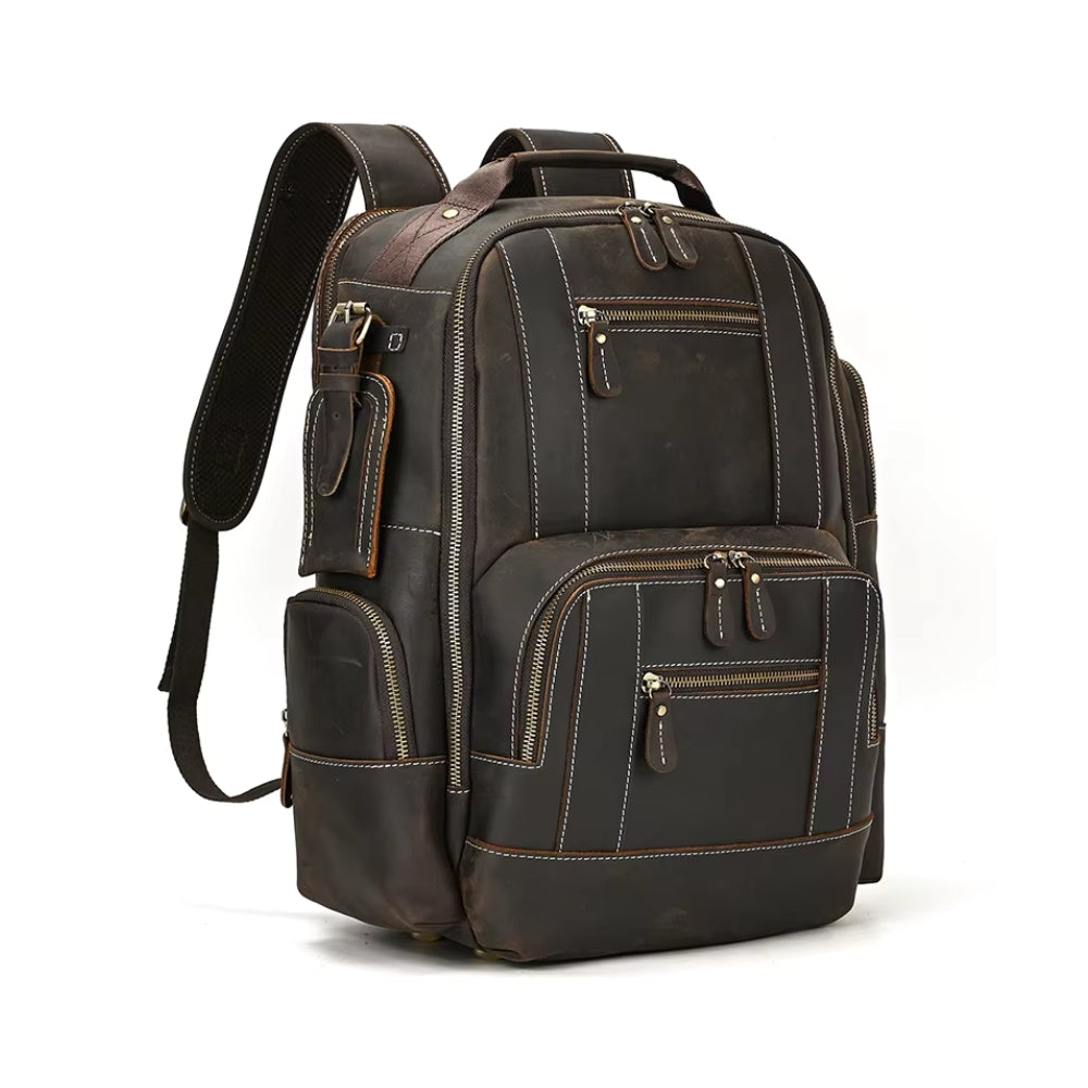 Full Grain Leather Laptop Backpack – 15.6 Inch Travel Rucksack
