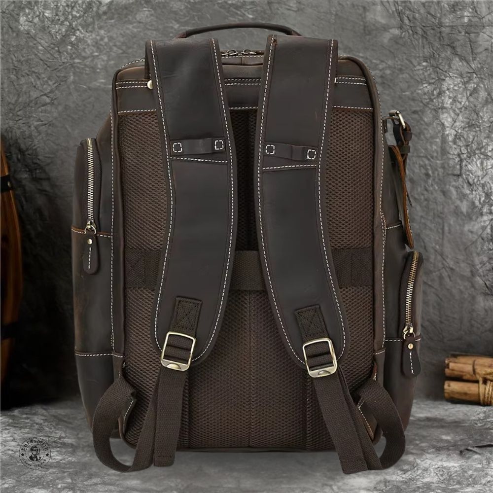 Full Grain Leather Laptop Backpack – 15.6 Inch Travel Rucksack