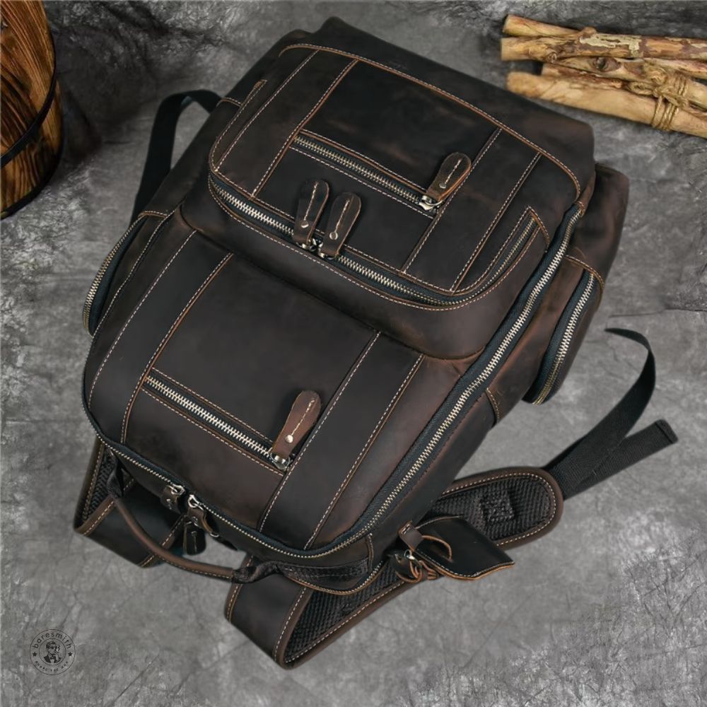 Full Grain Leather Laptop Backpack – 15.6 Inch Travel Rucksack