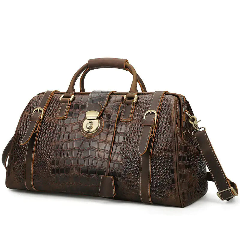 Men’s Crocodile Cowhide Travel Bag