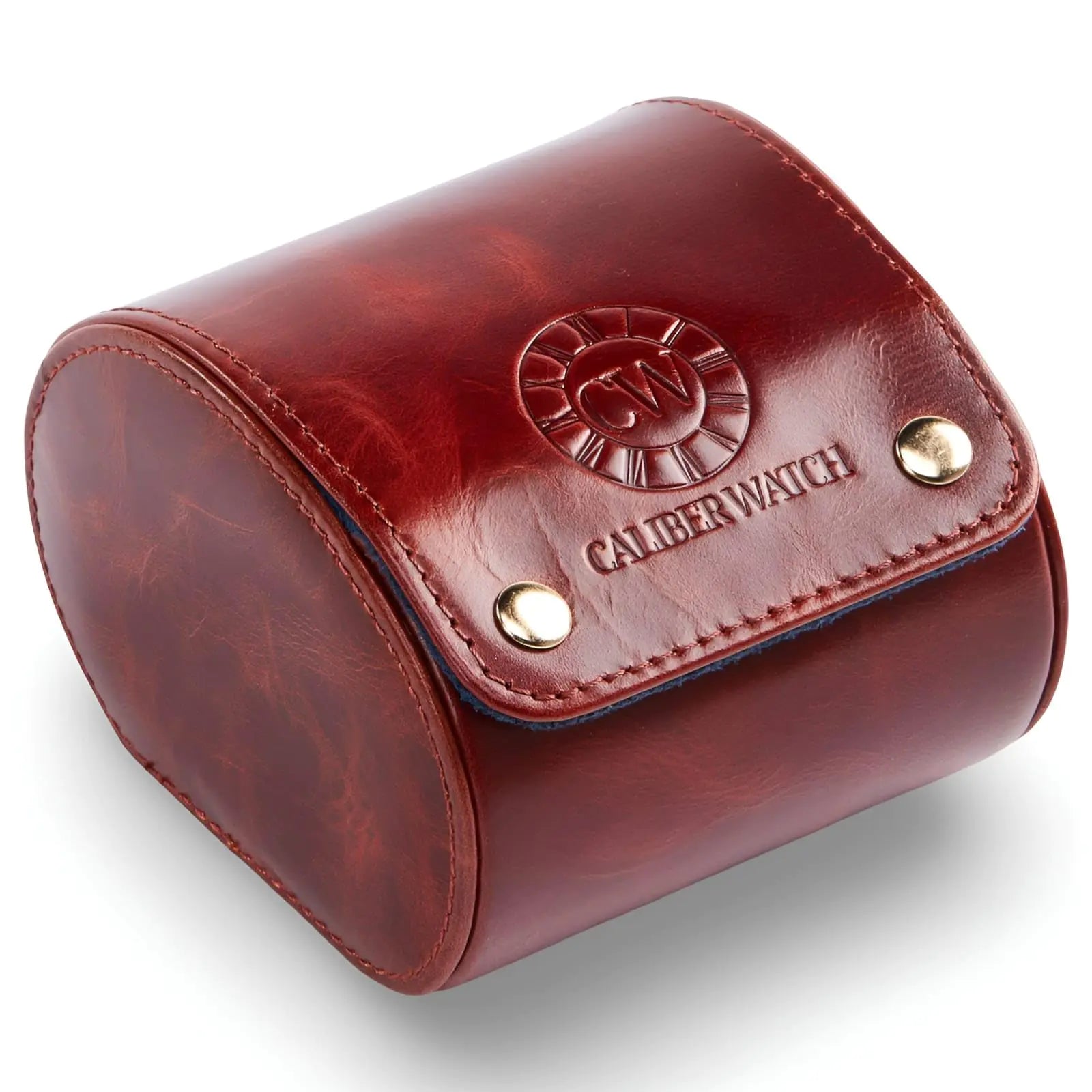 Genuine Napa Leather Watch Roll Travel Case - Travel Watch Rolls and Leather Watch Display Cases with Velvet Interior - Watch Storage Organizer Mens By CALIBERWATCH (Brown - Single)